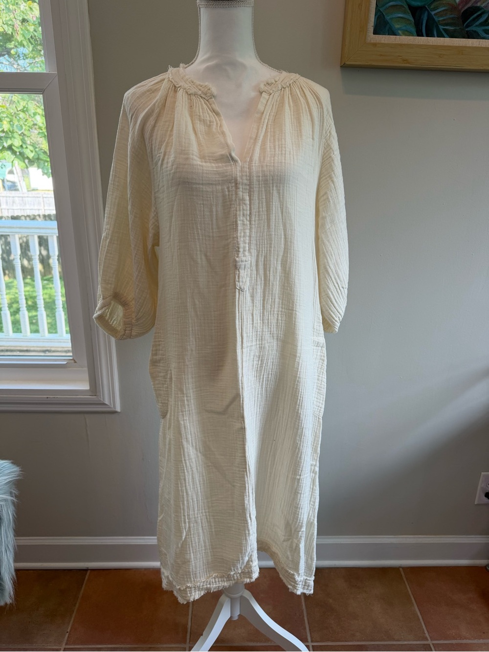 Women's Cream Maxi Beach Dress Cover-Up